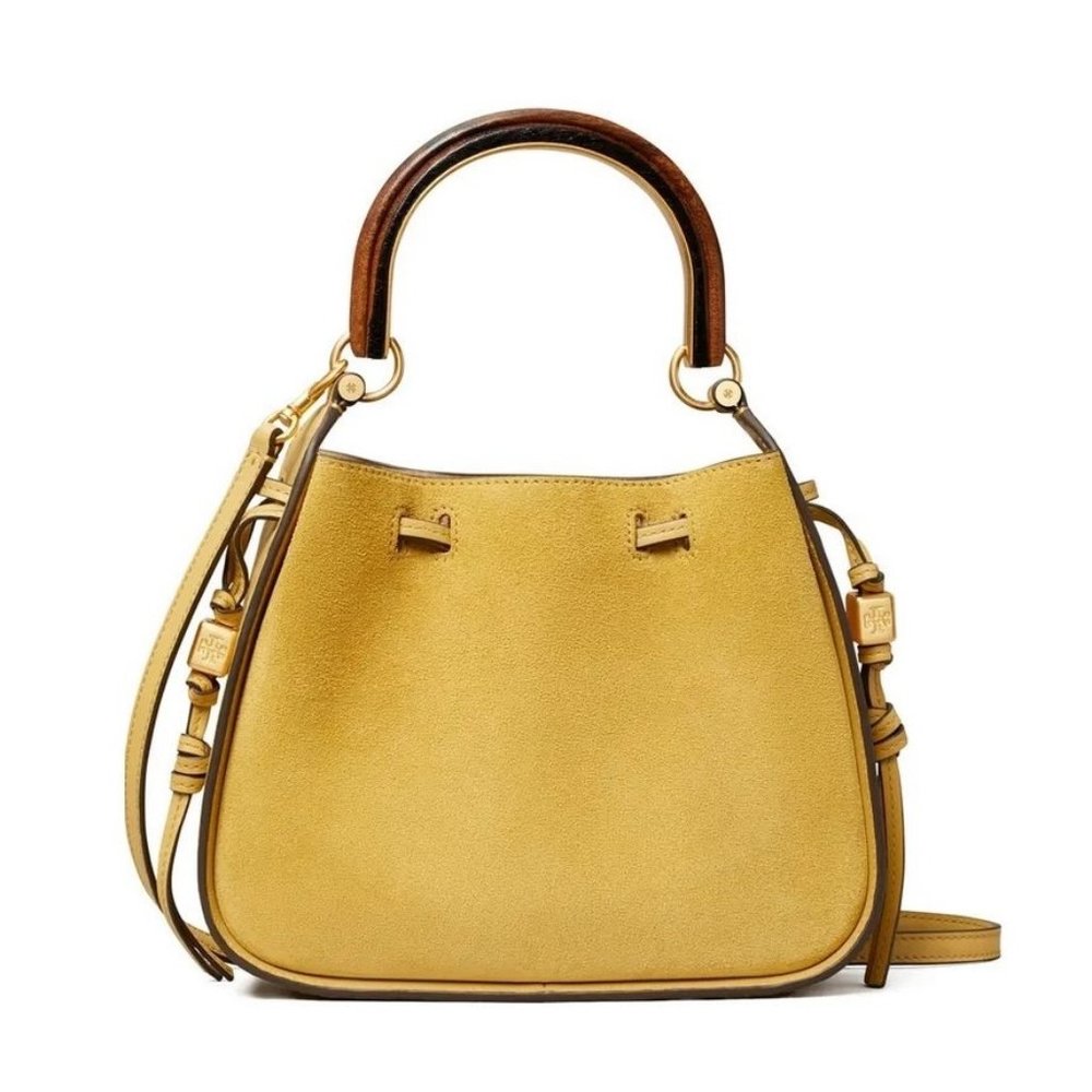 💛 NEW Tory Burch Miller Suede Cinch Bag in Beeswax